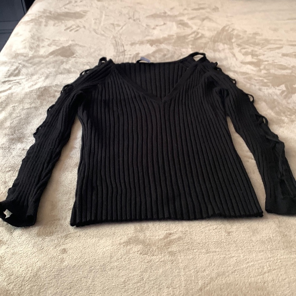 Black laced sleeved sweater